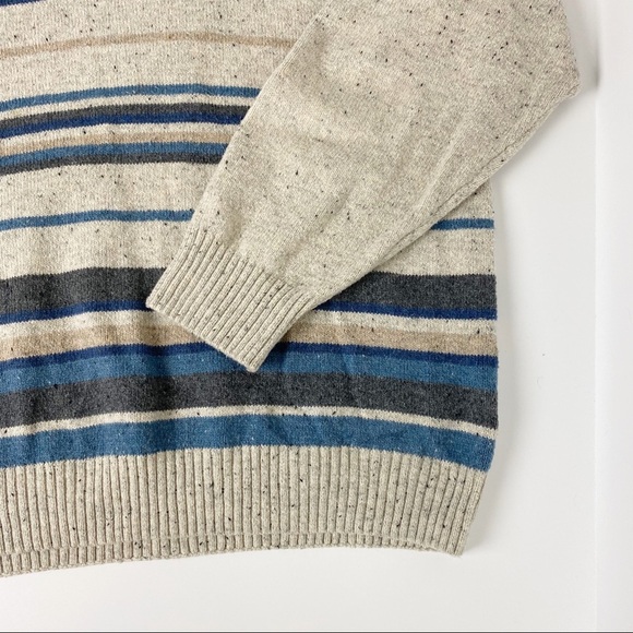 TRICOTS ST RAPHAEL Quarter Zip Striped Mock neck Speckled Pullover Sweater XL - Picture 6 of 13